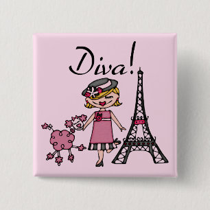 Badge Carré 5 Cm Diva de cheveux blonds