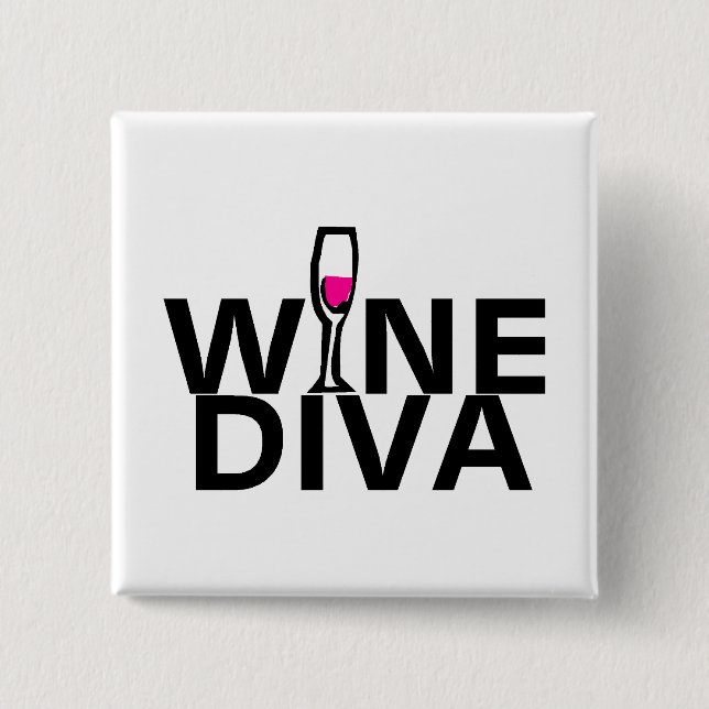 Badge Carré 5 Cm Diva de vin (Devant)