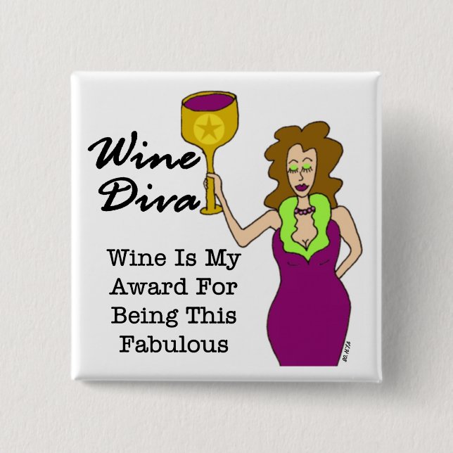 Badge Carré 5 Cm Diva de vin "fabuleuse " (Devant)