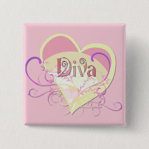 Badge Carré 5 Cm Diva Heart