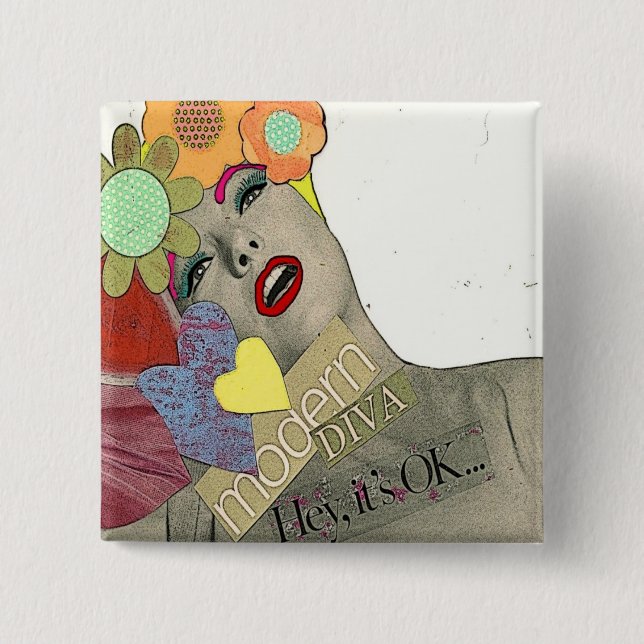 Badge Carré 5 Cm Diva moderne vintage (Devant)