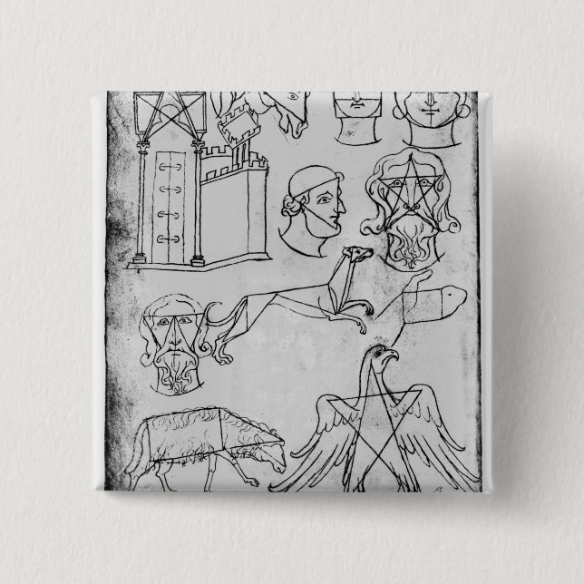 Badge Carré 5 Cm Divers dessins de Mme Fr 19093 fol.18v (Devant)