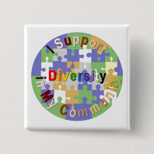 Badge Carré 5 Cm Diversité de soutien dans mon bouton de la
