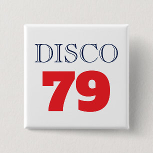Badge Carré 5 Cm Divertissement musical Disco 79 Pop Art Rétro