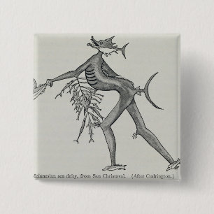 Badge Carré 5 Cm Divinité mélanésienne de mer de l'histoire de