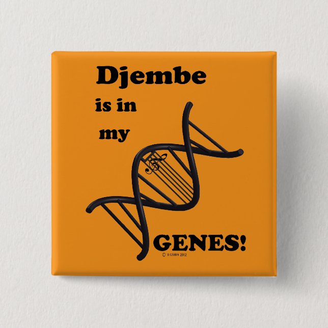Badge Carré 5 Cm Djembe Est Dans Mes Gènes (Devant)