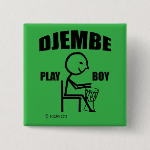Badge Carré 5 Cm Djembe Play Boy