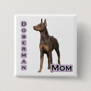 Badge Carré 5 Cm Doberman rouille Maman 4 - Bouton