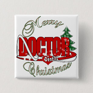 BADGE CARRÉ 5 CM DOCTEUR DE DENTISTE DE NOËL