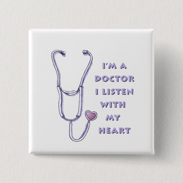 Badge Carré 5 Cm Doctor Stethoscope custom name Pin (Devant)