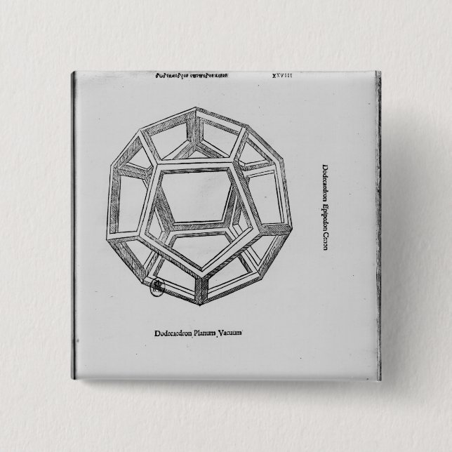 Badge Carré 5 Cm Dodecahedron, de 'De Divina Proportione' (Devant)