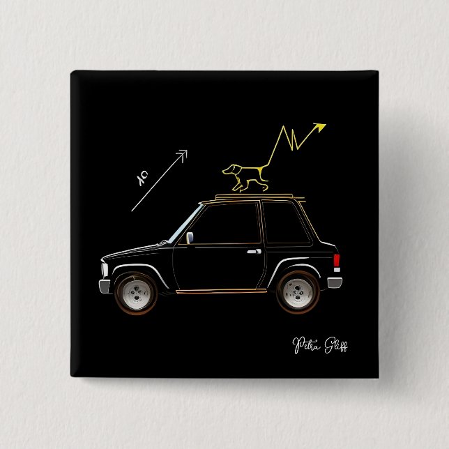 Badge Carré 5 Cm Dog on Wall Street Petra Gliff Square Button (Devant)