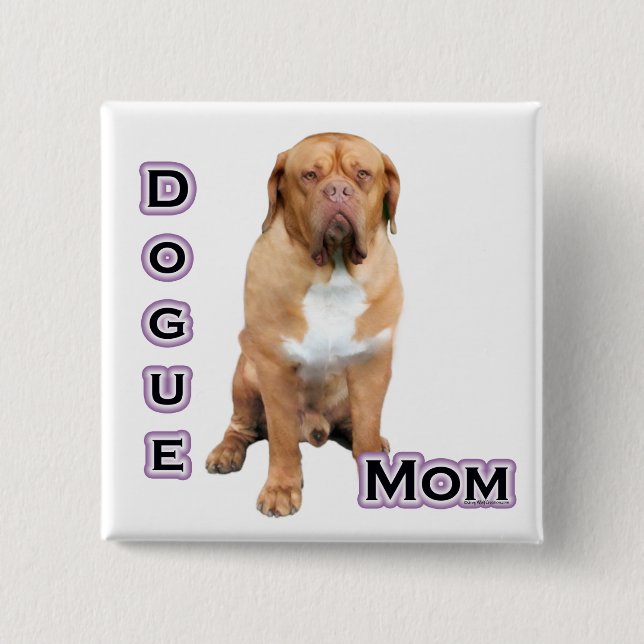 Badge Carré 5 Cm Dogue Mom 4 - Bouton (Devant)