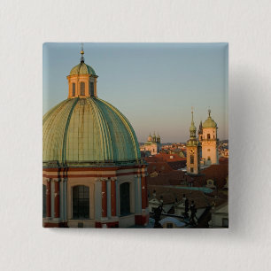 Badge Carré 5 Cm Dôme de l'église Saint-François, Prague, Républiqu