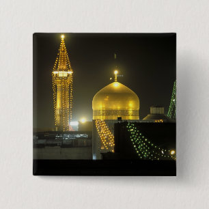 Badge Carré 5 Cm Dôme d'or du complexe-sanctuaire de l'Imam Reza à