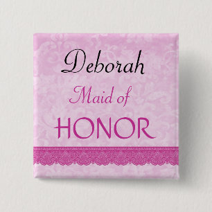 Badge Carré 5 Cm Domestique de dentelle de rose d'honneur épousant