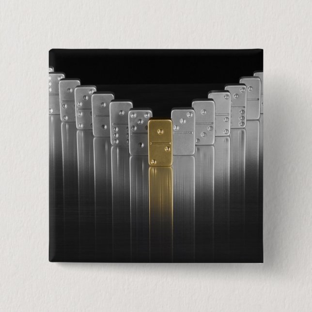 Badge Carré 5 Cm Dominos d'or et d'argent (Devant)