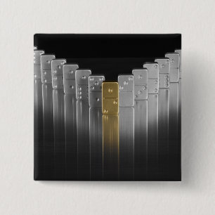 Badge Carré 5 Cm Dominos d'or et d'argent