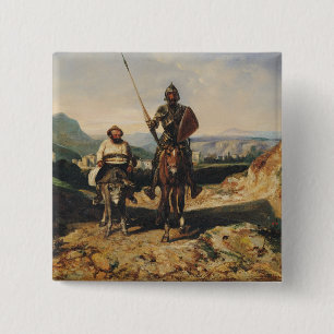 Badge Carré 5 Cm Don don Quichotte et Sancho