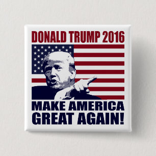 Badge Carré 5 Cm Donald Trump 2016 pour le Président Button