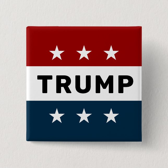 Badge Carré 5 Cm Donald Trump 2024 Classic Star Pinback (Devant)