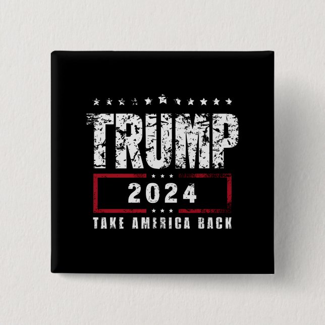 Badge Carré 5 Cm Donald Trump 2024 redonne l'élection américaine (Devant)