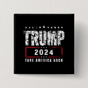 Badge Carré 5 Cm Donald Trump 2024 Reprenez l'Amérique Élection