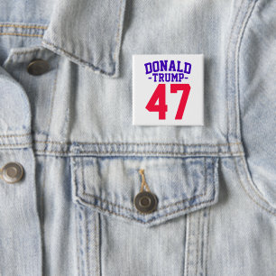 Badge Carré 5 Cm Donald Trump 47 Élection Présidentielle 2024