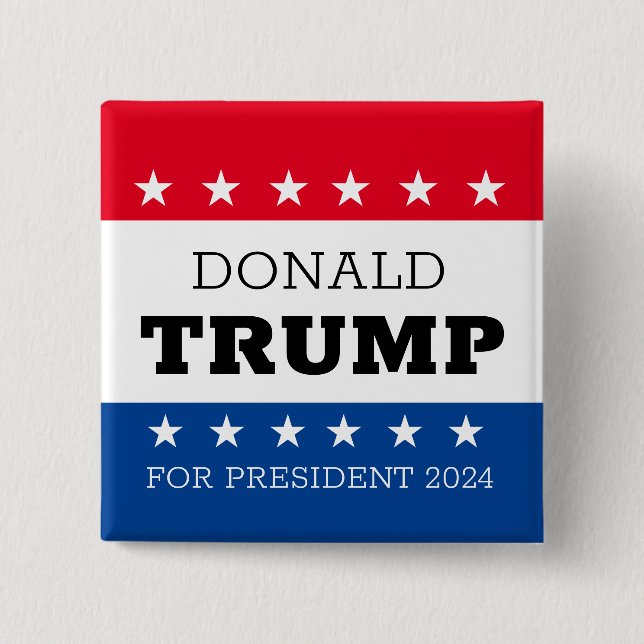 Badge Carré 5 Cm Donald Trump pour le président 2024 (Devant)