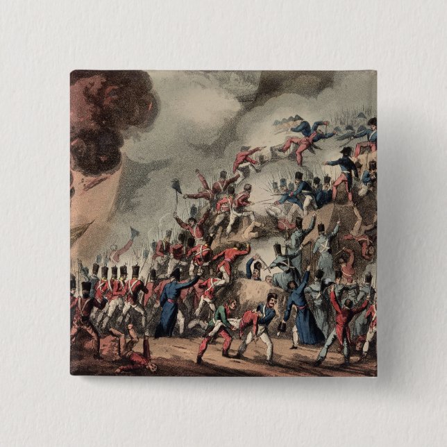 Badge Carré 5 Cm Donner l'assaut à de St SebastiAn, gravé par (Devant)