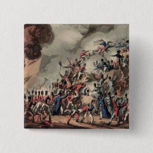 Badge Carré 5 Cm Donner l'assaut à de St SebastiAn, gravé par