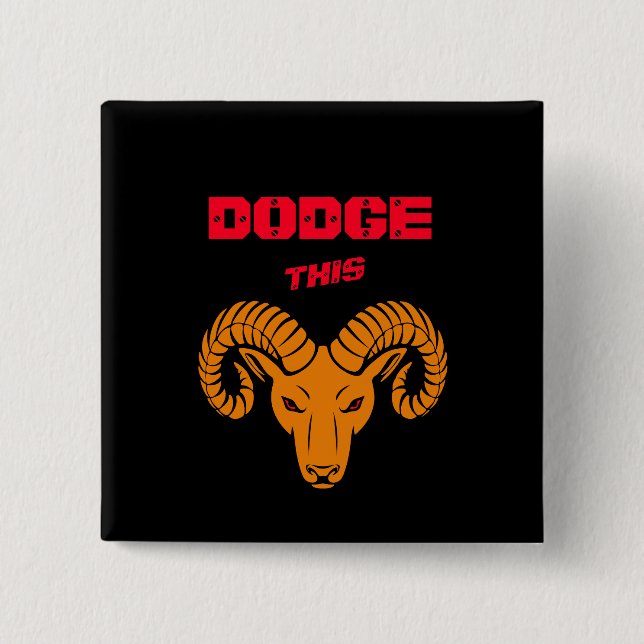 Badge Carré 5 Cm Dotez ce Ram Aries Super Orange Sport (Devant)