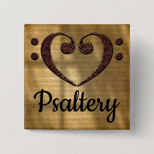 Badge Carré 5 Cm Double basse Clef Heart Psaltery (Devant)