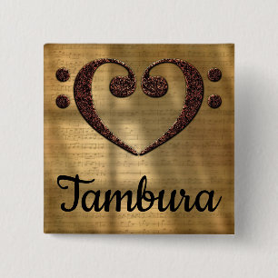 Badge Carré 5 Cm Double basse Clef Heart Tambura