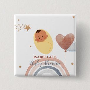 Badge Carré 5 Cm Douce lune étoile bébé afro-américain shower pour