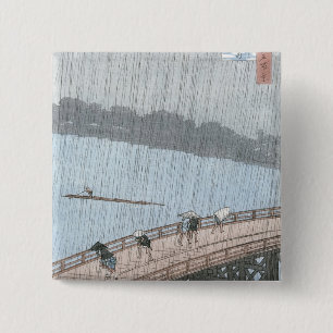 Badge Carré 5 Cm Douche soudaine au-dessus de pont de Shin-Ohashi