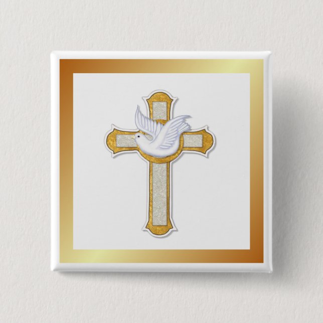 Badge Carré 5 Cm Dove et Croix (Devant)