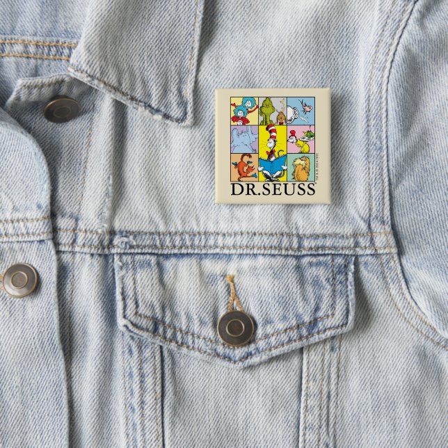 Badge Carré 5 Cm Dr. Seuss | Histoires Graphiques (En situation)