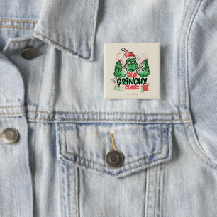 Badge Carré 5 Cm Dr. Seuss Le vieux Grinch Noël