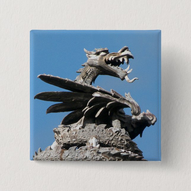 Badge Carré 5 Cm Dragon, City Hall Cardiff, Pays de Galles, Royaume (Devant)