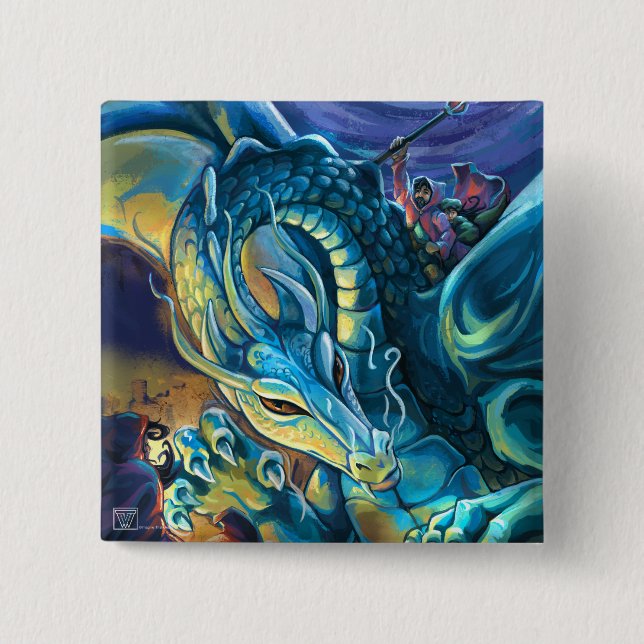 Badge Carré 5 Cm Dragon Rider Art Peint (Devant)