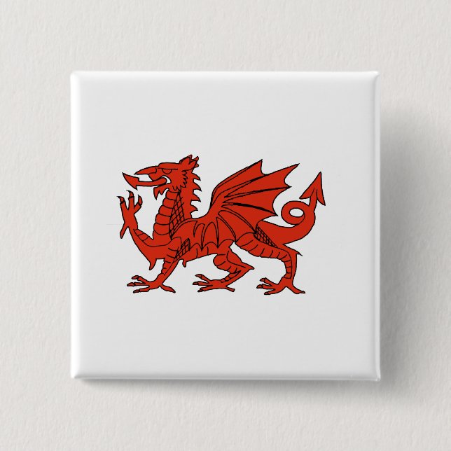 Badge Carré 5 Cm Dragon rouge (Devant)