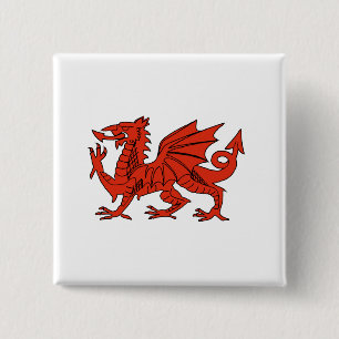 Badge Carré 5 Cm Dragon rouge