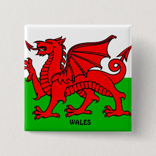 BADGE CARRÉ 5 CM DRAGON WALES /DRAGON