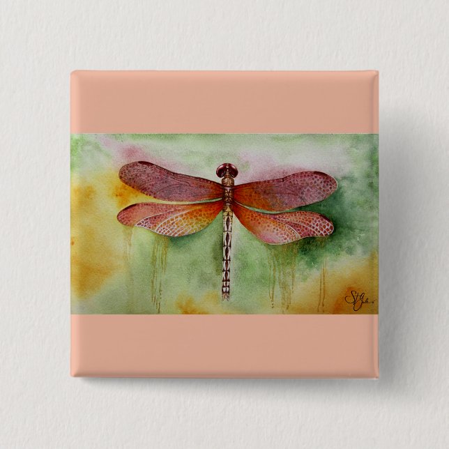 Badge Carré 5 Cm Dragonfly (Devant)