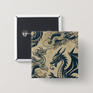 Badge Carré 5 Cm Dragons Fantasy Antiquités