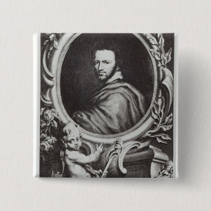 Badge Carré 5 Cm Dramaturge de l'anglais de Ben Jonson