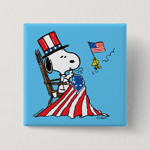 Badge Carré 5 Cm Drapeau 4 juillet à coudre Snoopy