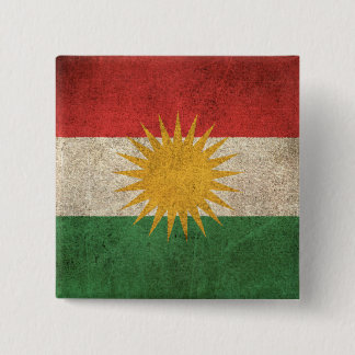 Badge Carré 5 Cm Drapeau affligé par cru du Kurdistan