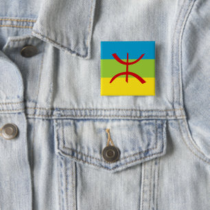 Badge Carré 5 Cm Drapeau Amazigh Drapeau Berber Drapeau Kabyles